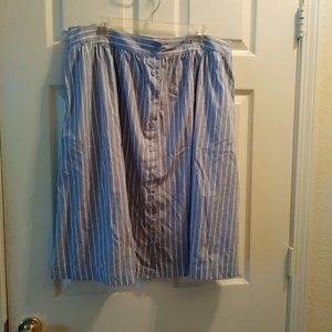 Who What Wear Blue/ White Striped Midi Skirt